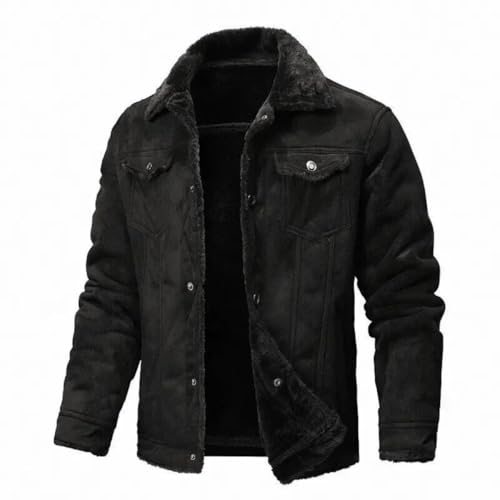 Manteau d'hiver en daim noir XL chic et robuste pour homme