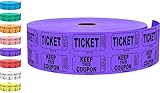 Tacticai 2000 Raffle Tickets, Purple (1 of 8 Colors), Double Roll, Tickets for Events, Entry, Class Reward, Fundraiser & Prizes