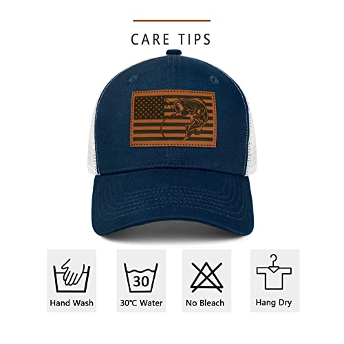 Simocked Fish American Flag Trucker Hat Fishing Hat - Fishing Gifts For Men - Snapback Baseball Cap #TOP6