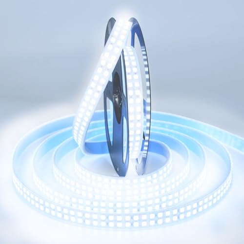 Image of SUYOOULIN LED Lights Strip, Dimmable DC 12V 16.4ft SMD 5054 (5050 Upgraed) Double Rows 1200 LEDs 25000LM Tube Waterproof IP67 LED Ribbon for Home Kitchen Decoration (White 6500K)