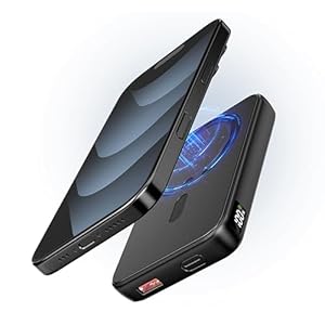 for Magsafe Power Bank, 12000mAh Wireless Magnetic Portable Charger with Stand and PD 20W USB C Fast Charging, for Magsafe Battery Pack Compatible with iPhone 16/15/14/13/12 Pro/Pro Max Series