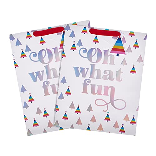 Hallmark Gift Bags, Gift Bags for Presents, Pack of 2, Festive Designs, Christmas, Oh What Fun, Red, White - Image 2