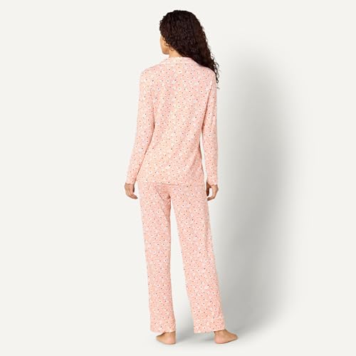Image of Amazon Essentials x Sofia Grainge Women's Stretch Modal Long-Sleeve Button-Front Top and Full-Length Bottom Pajama Set