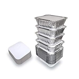 Spare Essentials 55 Pack – Aluminum Pan/Containers with Lids/Foil Containers/Aluminum Pans with Lids/Take Out Containers/Disposable Pans/Aluminum Foil Food Containers/Freezer meals containers (1 LB)