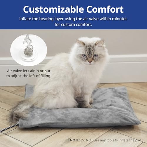 Petace Heizdecke Katze Outdoor, weiches Heizdecke Hund mit Schlauchwickel Kabel, Heizmatte für Katzen und Hunde, 50 x 40 cm, 40 Watt