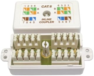 rhinocables® RJ45 Cat 5 Gigabit Inline Punchdown Krone Coupler Joiner for Cat5e Ethernet Cables (Black)