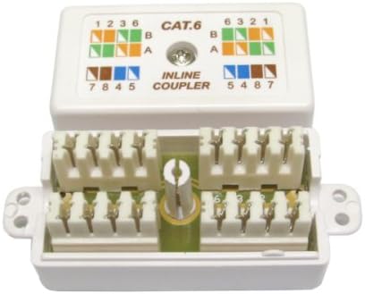 rhinocables® RJ45 Cat 5 Gigabit Inline Punchdown Krone Coupler Joiner for Cat5e Ethernet Cables (White)