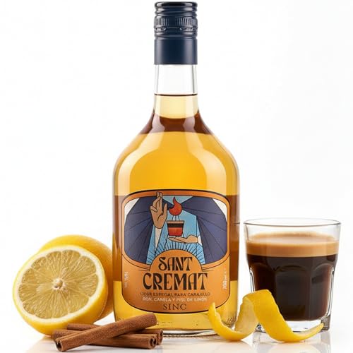 Sant Cremat – Licor para Cremaet y Carajillo | Ron, Canela y Limón | Licor especial cremaet para mezclar con Café Listo para Usar | Medalla de Oro CINVE 2024 | Tradición Valenciana