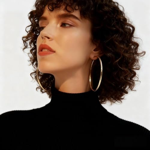 Hypoallergenic Big Hoop Earrings for Women Men - 10cm Lightweight Geometric Thin Circle Earrings, Nickel-Free Statement Ear Jewelry