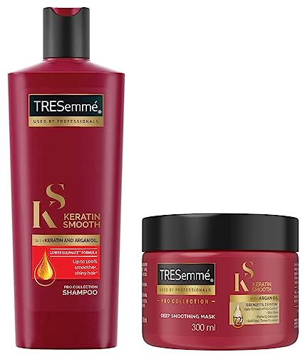 Image of Tresemme Keratin Mask, 300 Ml & Keratin Smooth Shampoo 340 Ml, With Keratin & Argan Oil For Straighter, Shinier Hair - Nourishes Dry Hair & Controls Frizz
