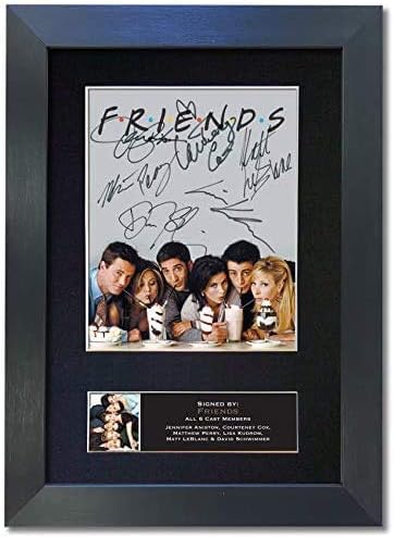 #819 FRIENDS TOP USA TV SHOW Signed Autograph Mounted Photo Reproduction PRINT A4 Rare Perfect Birthday (297 x 210mm) (Black Frame)