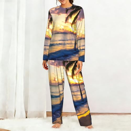 Pyjama jamaïcain femme ensemble doux à manches longues