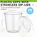 Ziliny 50 Sets Clear Plastic Coffee Cups with Sip Lids, Disposable Plastic PET Crystal Cups for Iced Coffee, Smoothie, Cold Beverage, Drink Shops and Party Catering(Clear,12 oz)