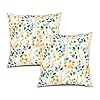 Colorful Leaves Throw Pillow Covers Set of 2 Watercolor Floral Pillow Cases for Living Room Room Decor Outdoor Cushion Pillow Covers for Sofa Bed Couch Chair 18×18