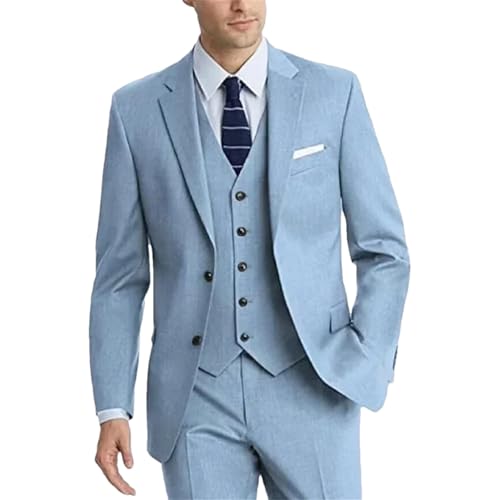 Costume bleu clair homme 3 pièces fin pour silhouette élancée taille S