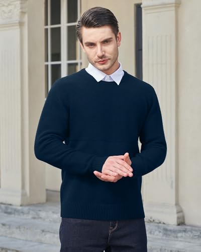 YTD Men's Crewneck Pullover Sweater Textured Long Sleeve Knitted Sweaters3