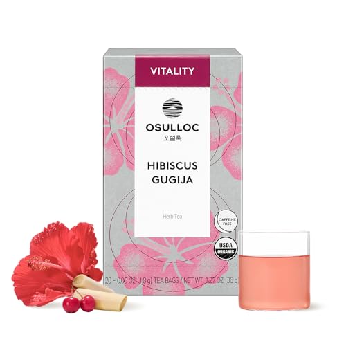 OSULLOC Hibiscus Gugija, Hibiscus Tea with Gugija (Goji Berry), Vitality Support Tea, 20 Count, 1.27 oz
