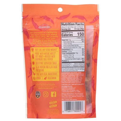 Image of Diamond of California Hot Honey Walnut Snack Nuts, 4 oz. (4 Pack)