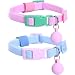 Lamphyface 2 Pack Eastic Cat Collar with Solid-Color Ball Pendant Adjustable Accessory for Cats Puppy Kitten Kitty