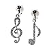 Idin Jewellery - Ohrclips mit Strass und Musiknoten.