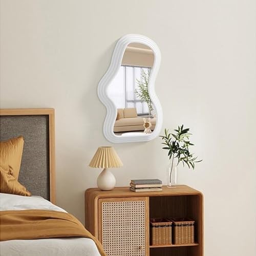 Miroir mural irrégulier blanc 40x24 cm pour décoration de table