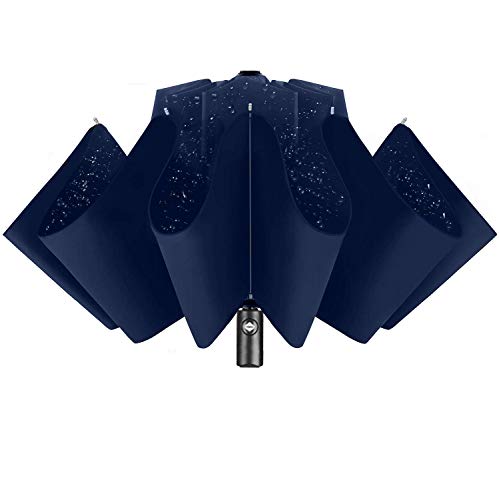 Inverted Umbrella Windproof Folding Travel Umbrella with Automatic Open and Close, 10 Ribs