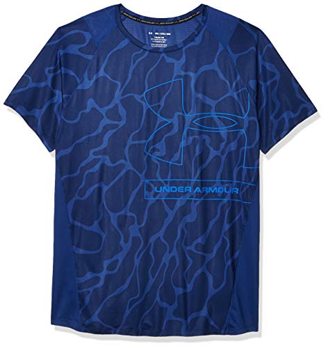 Under Armour Men's Mk1 Tonal Print Short Sleeve Training Workout Shirt, American (449)/Versa Blue, Large