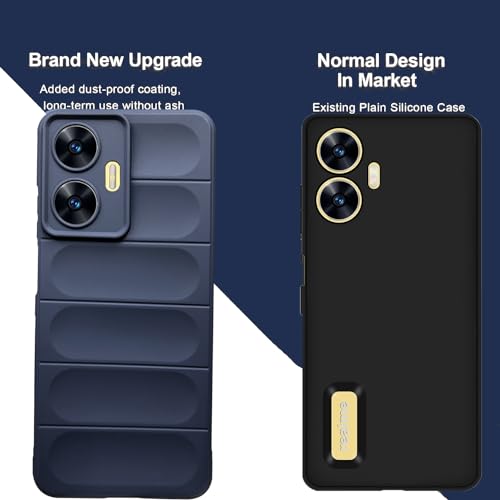 Image of A rtistque Liquid Silicone Stripes Back Cover Case for Realme Narzo N55 / Realme C55 | with Camera Protection | with Inner Fabric | Anti Slip Grip | AirBag Case - Blue