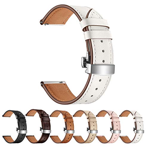 SEURE 時計バンドはSamsung Gear SPORT Galaxy Watch Active と互換性があり バタフライバックル本革時計バンド 20mm クイックリリース時計バンド 42mm スマートウォッチ交換用ストラップ
