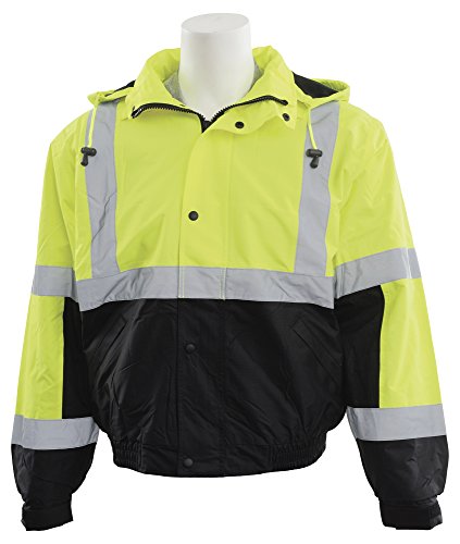 Image of ERB W106 Class 3 Bomber Jacket Hi Viz Lime Black Bottom 3X