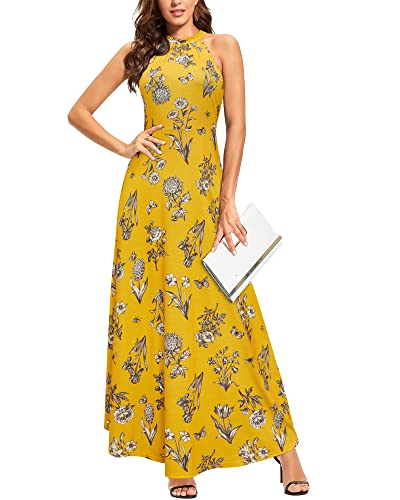 Image of STYLEWORD Women's Summer Floral Halter Maxi Dress Vacation Semi Formal 2026