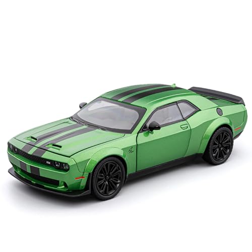 Image of PLUSPOINT Diecast Dodge Challenger SRT 1:24 Hellcat Toy Car Collectible, Metal Vehicle Doors openable with Lights and Sounds,Pull Back Decoration Model Car Toy for Adults Kids Birthday Gifts