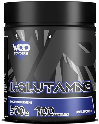 Glutamine Powder - 500g | Amino Acid, Improve Recovery, Boosts Immune System | Unflavoured 100% Micronized Glutamine Powder | 100 Servings in Tub with Scoop by WOD Powders