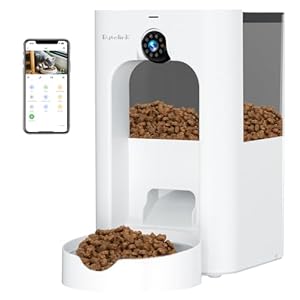 Bytelink Automatischer 4-Liter-Futterautomat für Katzen, intelligenter WiFi-Futterspender für Katzen mit Überwachungskamera, personalisiertem Futterprogramm, 15-Sekunden-Sprachaufzeichnung