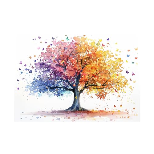 Art abstrait d'arbre de couleur moderne en toile non tissee pour decoration murale salon 60x80cm
