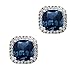 Opción múltiple Piedra preciosa con forma de cojín Acentos de solitario de plata de ley 925 Stud para mujeres (Topacio azul londres)