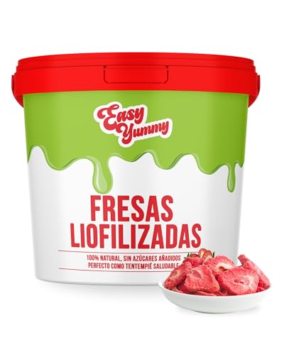 EASY YUMMY - Fresas liofilizadas (300 g), fresas deshidratadas 100% crujientes sin azúcares añadidos, perfectas para aperitivos, muesli y repostería.