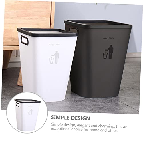Caneca de basura rectangular blanca de plástico miniatura 2