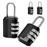 Leyrens Candado Maleta Anti Robo, 4 Piezas Candado Pequeño de Combinación, Numerico 3 digitos, Combinacion taquilla, para Maletas, Mochilas, Equipaje de Mano y taquillas, Color Negro