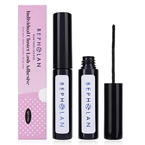 Bepholan Cluster Lash Glue, Strong Hold For Individual Cluster Lashes, Last For 48-72 Hours, Black Eyelash Adhesive, Latex Free, Suitable For Sensitive Eyes, Mirco Mascara Wand,0.176 Oz #TOP7