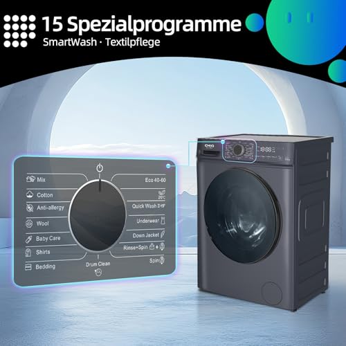 CHiQ Waschmaschine 7kg, InverterMotor, EEK A| 60x46,5x84cm, Große Tür| Eco, Speed Wash, Auto Clean, Kindersicherung|1200 U/Min, Washer Grau, CW07123863AX