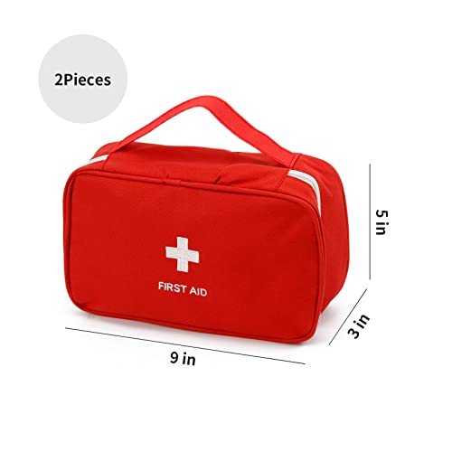 Image of TOPASION Portable Empty First Aid Kit Bag, Travel Medicine Pouch, Small Medical Bag (2 Pieces Red)