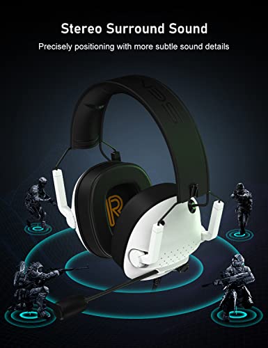 Image of SENZER SG500 Surround Sound Pro Gaming Headset with Noise Cancelling Microphone - Soft Memory Foam Padding - Portable Foldable Headphones for PC, PS4, PS5, Xbox One, Switch - White