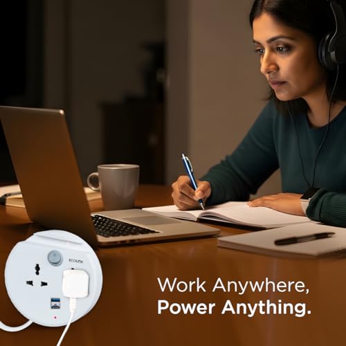 Image of EcoLink PowerPlus Power Bun 6A Extension | Dual USB-A & USB-C Fast Charging Ports | Compact & Portable Power Strip | Home, Office & Travel | Overload & Short Circuit Protection | Pack of 1