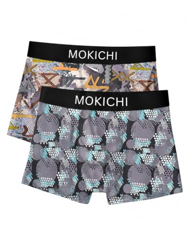 Image of Men's Printed Trunks, Pack of 2 | Abstract Geometric Design | Stretchable Elastic Waistband | Comfortable Regular Fit Underwear
