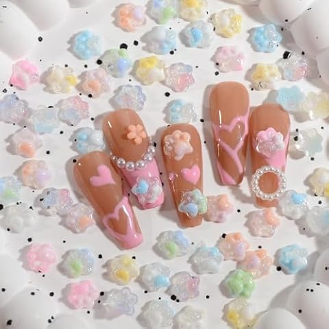 100PCS WEILUSI Cat Paw Nail Charms Cover