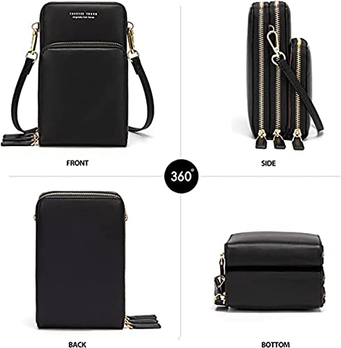 Image of BOSTANTEN Girls Women Women's Wallet Sling Crossbody Bag for Mobile Cell Phone Holder Pocket Wallet Wallets Hand Purse Clutch Crossbody Sling Bag for Women Womens Girls (Black)