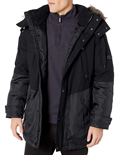Marc New York by Andrew Marc Men's Maxfield Hooded Down Jacket, Black, Large
