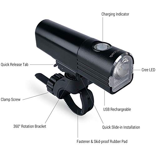 Bikespark Ultra Bright Front Light F3 - 800 Lm Super Bright Led Bike Headlight - Usb Rechargeable Korean 3350Mah - Water Resistant Ipx6 - Fast Installation And Light Projection Angle Adjustable #TOP1