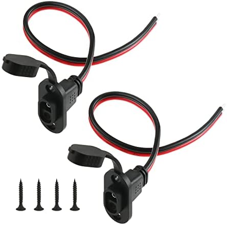 MOOTVGOO 2 Pack 12AWG SAE Connectors, Weatherproof Solar SAE Socket Sidewall Port, SAE to SAE 2 Pin Quick Disconnect Panel Extension Cable (Without SAE Plug) for Solar Generator Battery Charger